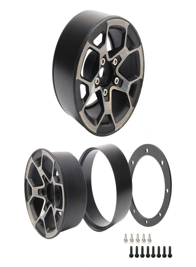 Rchobbytop Aluminum Heavy Duty 1.9 Beadlock Wheels w/Lock Nuts Cross Wrench for 1/10 RC Crawler Truck TRX-4 SCX10 II Jeep JLU Wrangler RC4WD Gmade etc, Black/Silver - Image 3